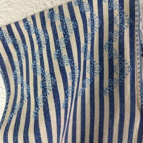 Tuckernuck Blue Stripe Mini Sullivan Embroidered Canvas Caftan Dress Size Medium - Picture 3 of 6